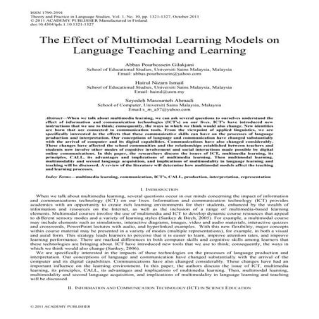The effect of multimodal learning models on language teaching and ...
