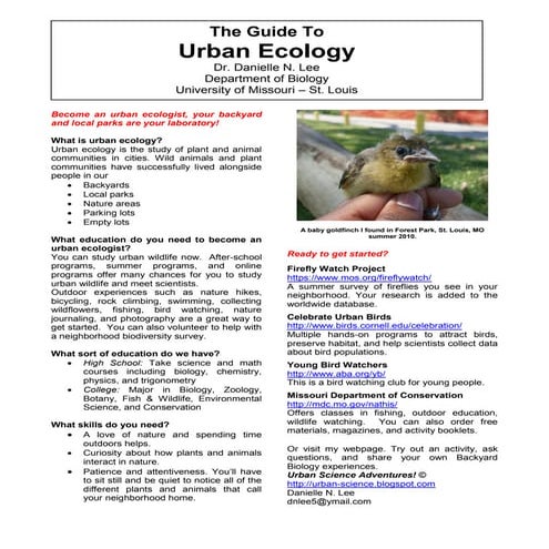 2011 Urban Ecology handout