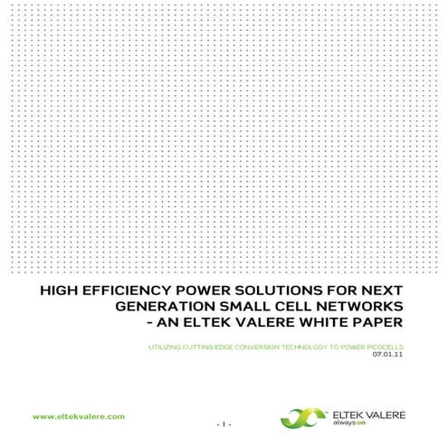 High Effiency Power Solutions for Next Generation Small Cell Networks - An El...