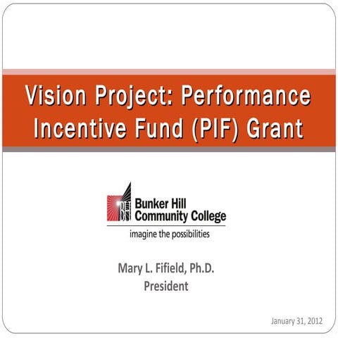 Bunker Hill Community College Vision Project Performance Incentive Fund Grant