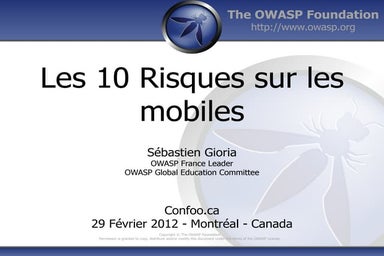OWASP Mobile Top10 -  Les 10 risques sur les mobiles