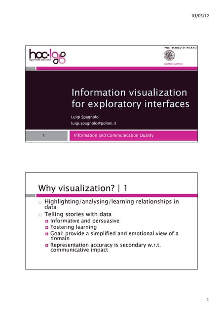 Visualization for exploratory interfaces