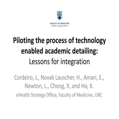 Piloting the process of technology enabled academic detailing