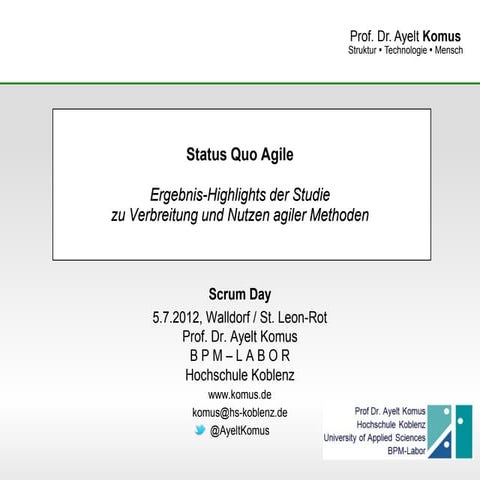 Status Quo Agile - Ergebnis-Highlights der Studie zu Verbreitung und Nutzen a...