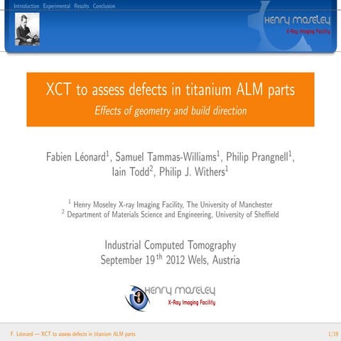 XCT to assess defects in titanium ALM parts | PDF