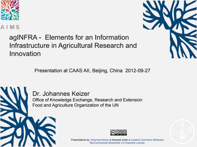 agINFRA -  Elements for an Information  Infrastructure in Agricultural Resear...