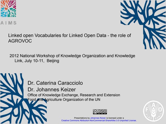 Linked open Vocabularies for Linked Open Data - the role of AGROVOC