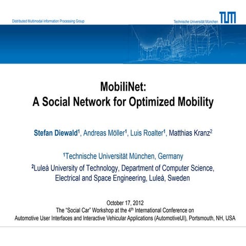 MobiliNet: A Social Network for Optimized Mobility