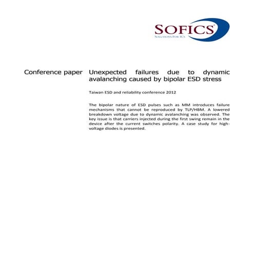 2012 Unexpected failures due to dynamic avalanching caused by bipolar ESD stress