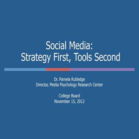Social Media: Strategy First, Tools Second