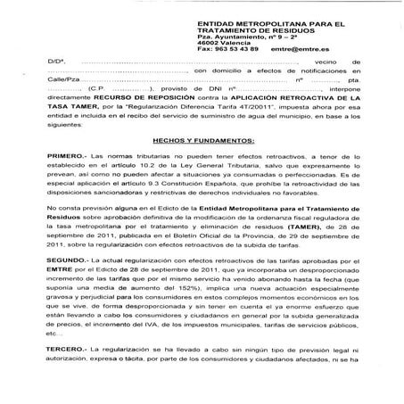 Modelo de reclamación por el recorte de la prestación económica como ...