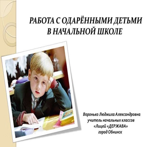 Работа с одаренными детьми в начальной школе Лицея Держава