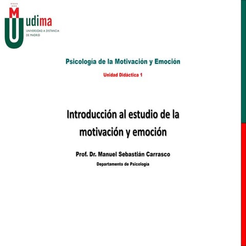 Psicología I (Motivación y Emoción). UD1: Introducción al estudio de la ...
