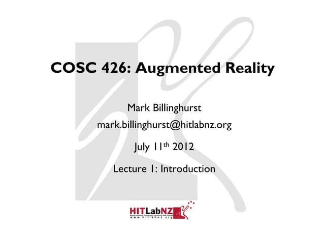 426 lecture1: Introduction to AR