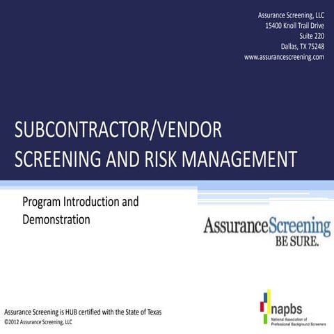 Assurance Screening Introduction