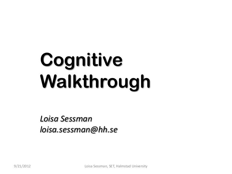 Cognitive Walkthrough