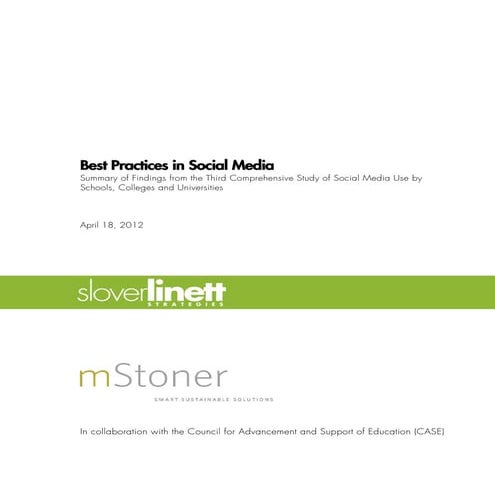 Topline Report on 2012 Social Media & Advancement Research