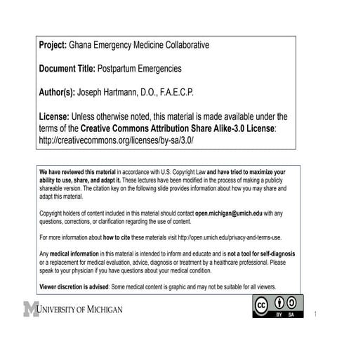 GEMC: Postpartum Emergencies: Resident Training