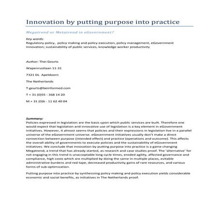 Innovation by putting purpose into practice