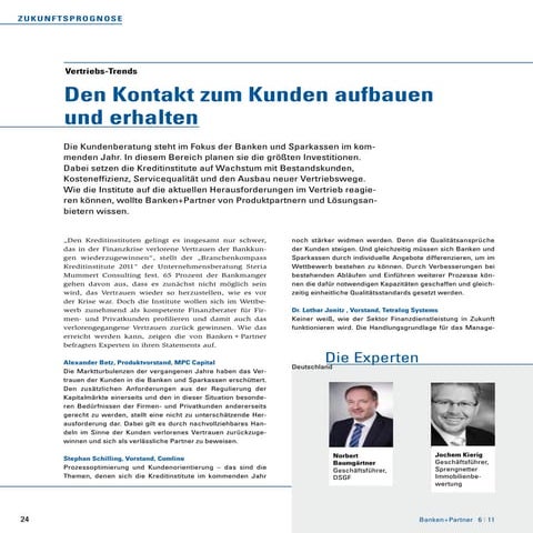 201201 Experteninterview mit Anja Bonelli in der Fachzeitschrift "Banken & Pa...