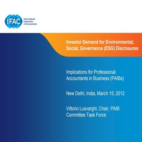 Investor Demand for Environmental, Social, Governance (ESG) Disclosures 