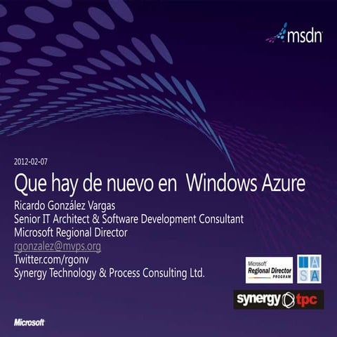 20120207   Que hay de nuevo en windows azure?