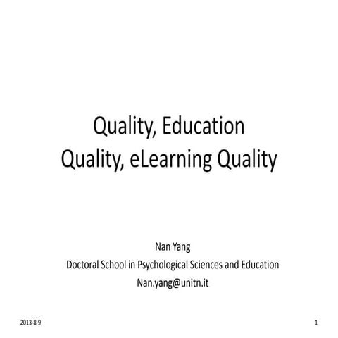Quality, Educational Quality, eLearning Quality