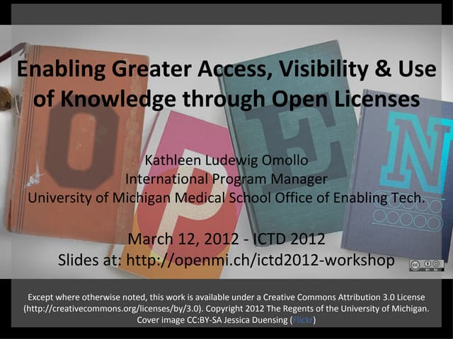 ICTD2012 - Open Licenses Workshop Slides