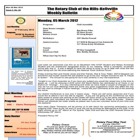 20120305 weekly bulletin