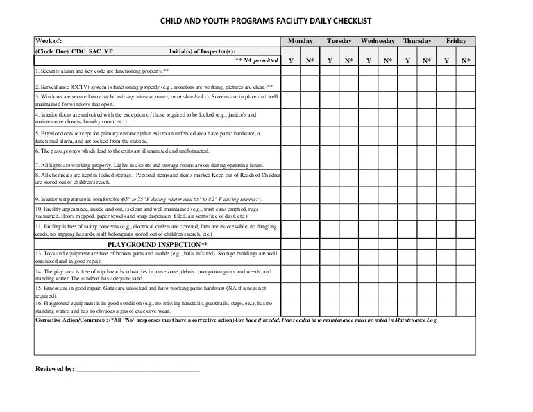 2012 04 16 facility checklist 3 12 12 facility maintenance checklist