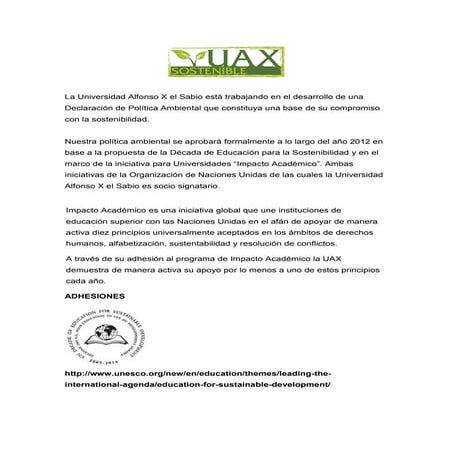 Declaración de Política Ambiental de la UAX