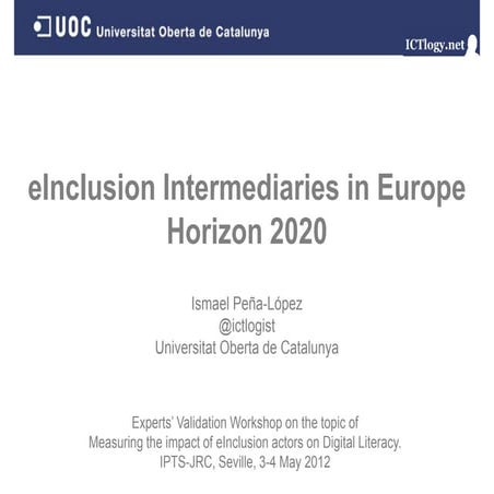 eInclusion Intermediaries in Europe: Horizon 2020