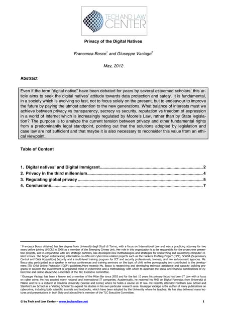 Digital Native Privacy (Francesca Bosco & Giuseppe Vaciago)