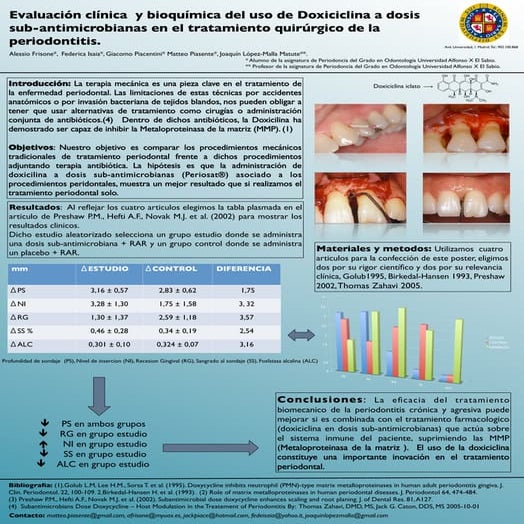 Póster clínico de los estudiantes de Odontología de la UAX en su participació...