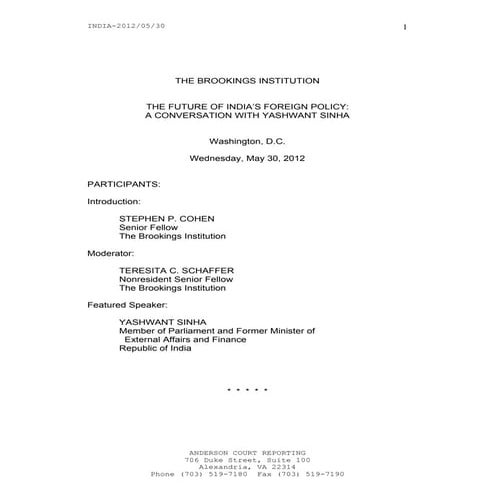 The Future of India's Foreign Policy: A Conversation with Yashwant Sinha