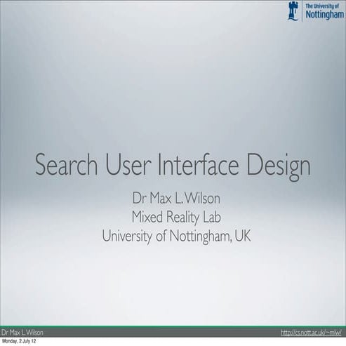 Search User Interface Design