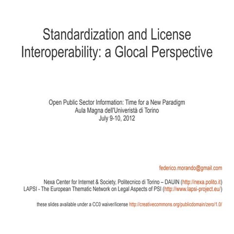 Legal interoperability: glocal perspective (LAPSI, Torino)