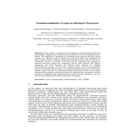 Paper: Nondeterministic Events in Business Processes