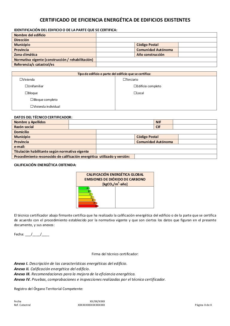 Modelo de Certificado Energético Modelo de Certificado Energético