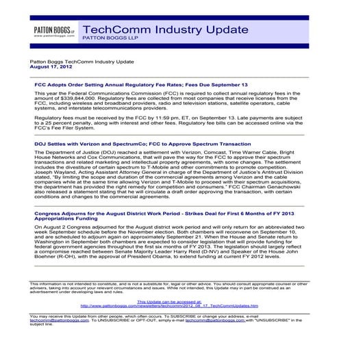 TechComm Industry Update - August 17, 2012