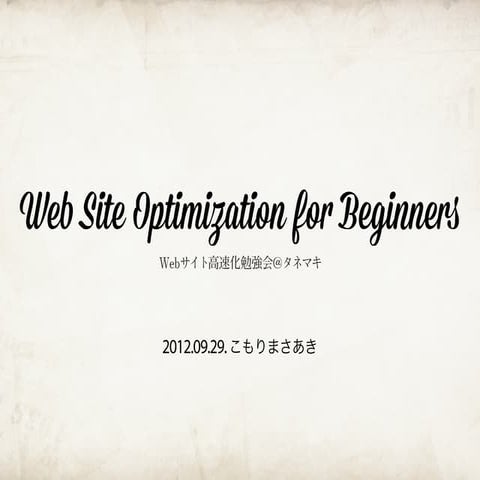 Web Site Optimization for Beginners