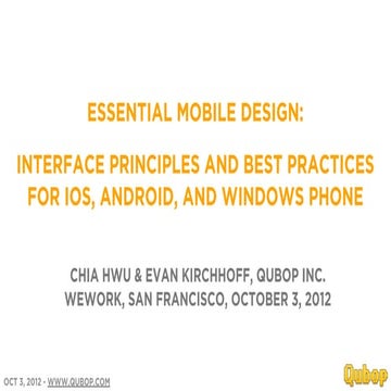 Essential Mobile Design: Interface Principles and Best Practices for iOS, And...