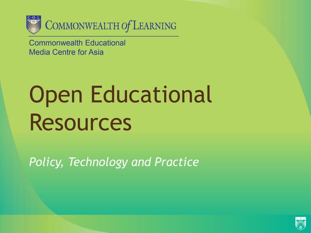 Open Educational Resources: Policy, Technology and Practices