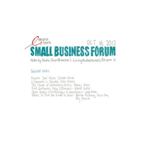 Sketchnotes for Small Business Forum 2012 [Enterprise Toronto]
