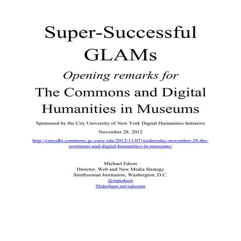 Super-Successful GLAMs (Text version with notes)