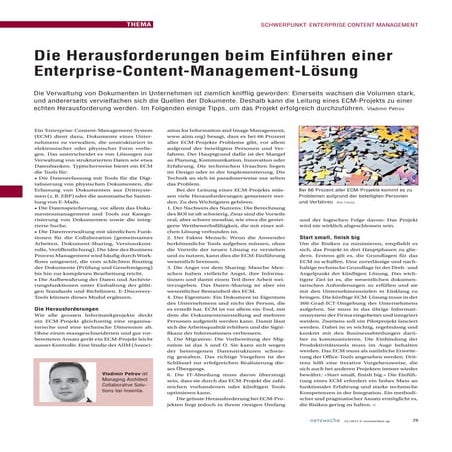 Die Herausforderungen beim Einführen einer  Enterprise-Content-Management-Lösung