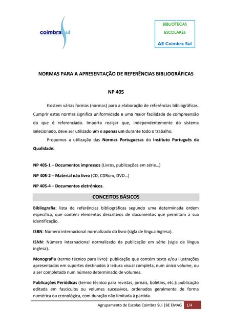 Referências bibliográficas NP 405 |...