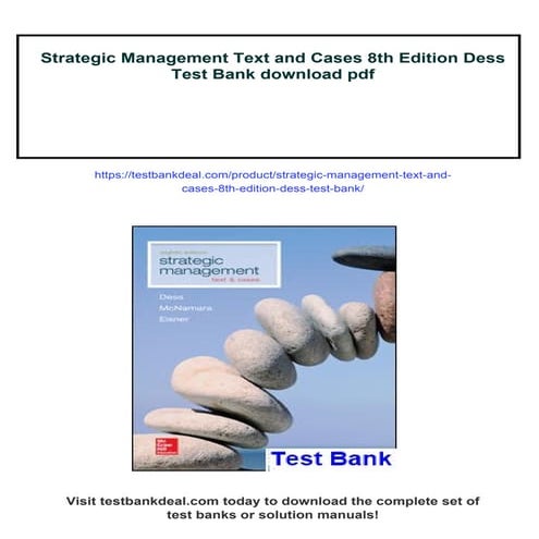 Strategic Management Text and Cases 8th Edition Dess Test Bank | PDF