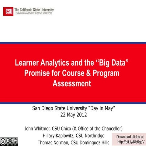 Learner Analytics and the “Big Data” Promise for Course & Program Assessment