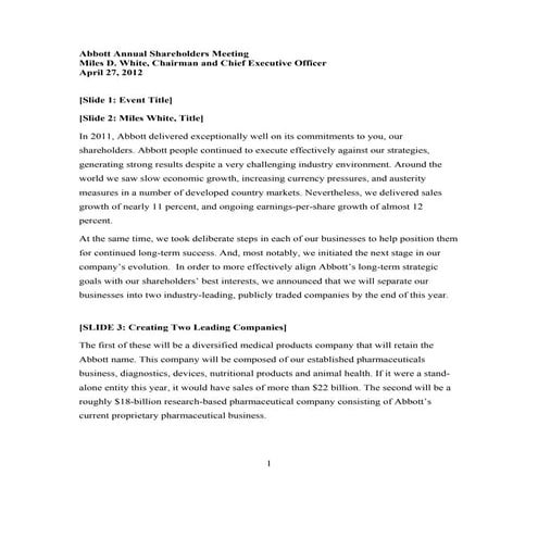 Abbott Labs 2012 AGM Presentatio